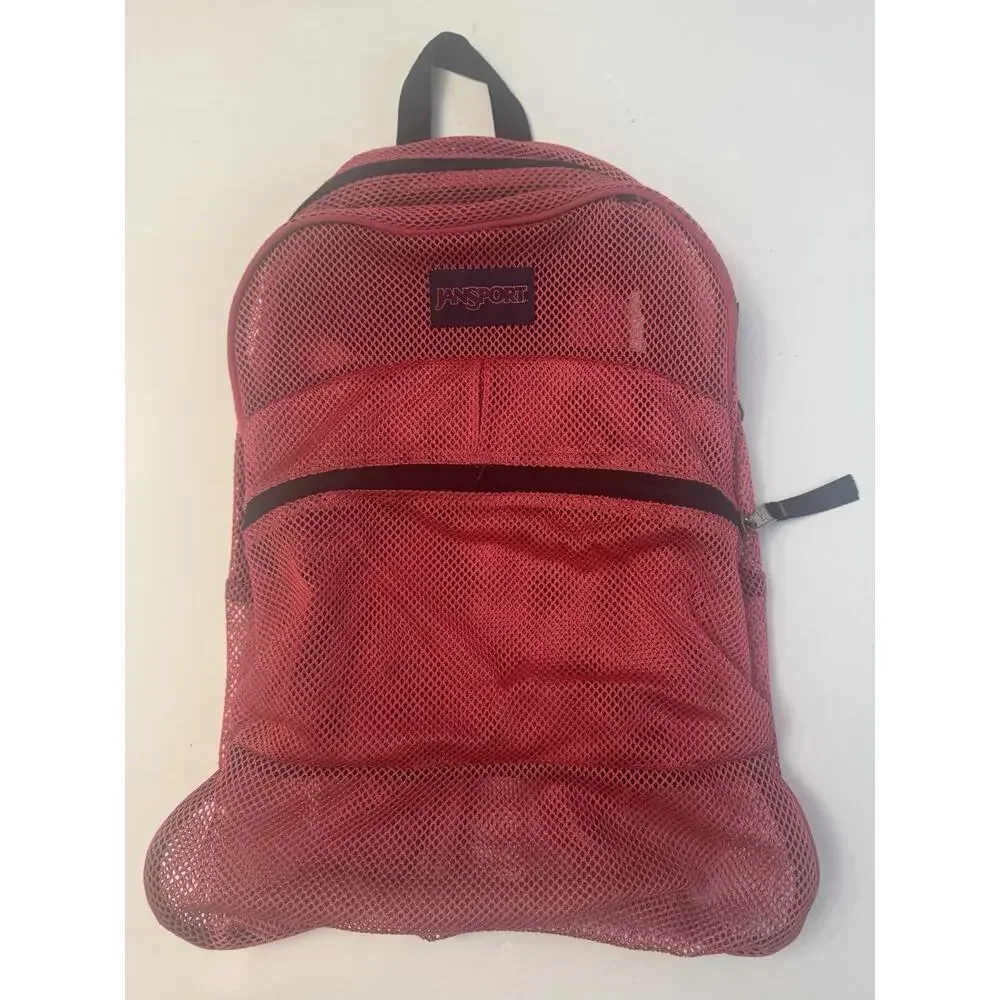Vintage Y2K JanSport Pink Mesh Backpack Bookbag School Travel Bag